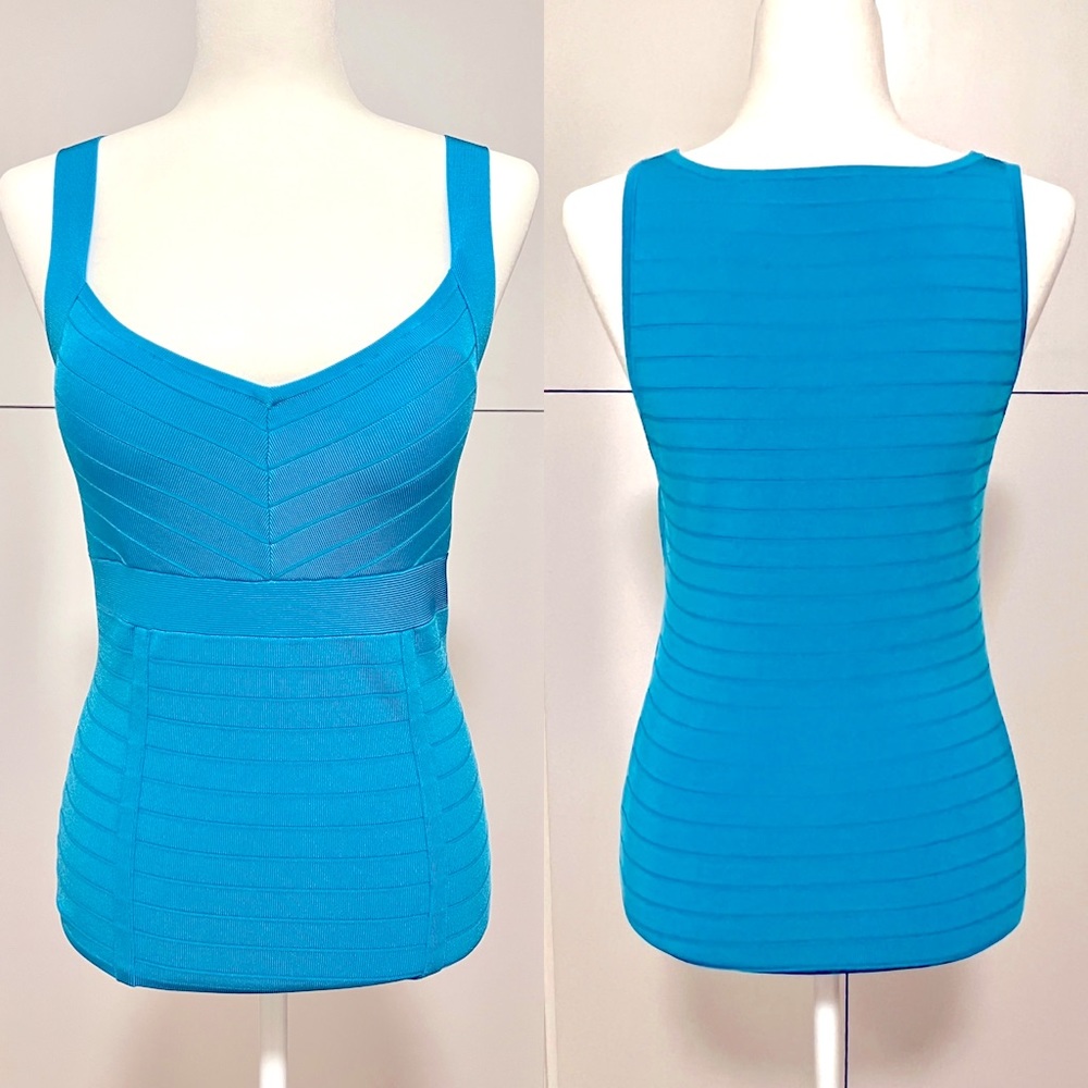 Blue BCBG Body-con top. Quality stretch fabric. No lumps or bumps.